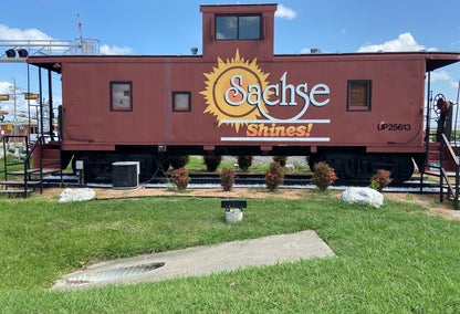 Sachse, TX's landmark historic red train car